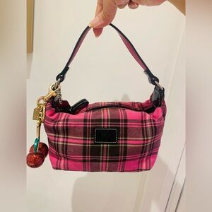 🩷🎀 Coach Pink Tartan Plaid Pochette Mini Bag Super Cute Limited Edition 🩷🎀